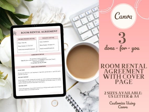 Room Rental Agreement With Cover Page 3page room Rental - Etsy