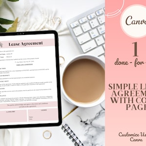 Simple Lease Agreement with Cover Page (1 Page) |Rental Lease Agreement Template | Editable Rental Agreement| Simple Lease Contract