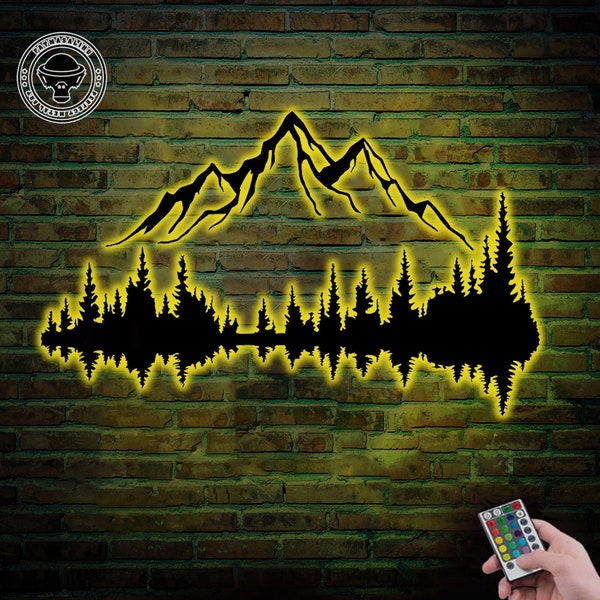 Mountain Wall Art Light Up Etsy