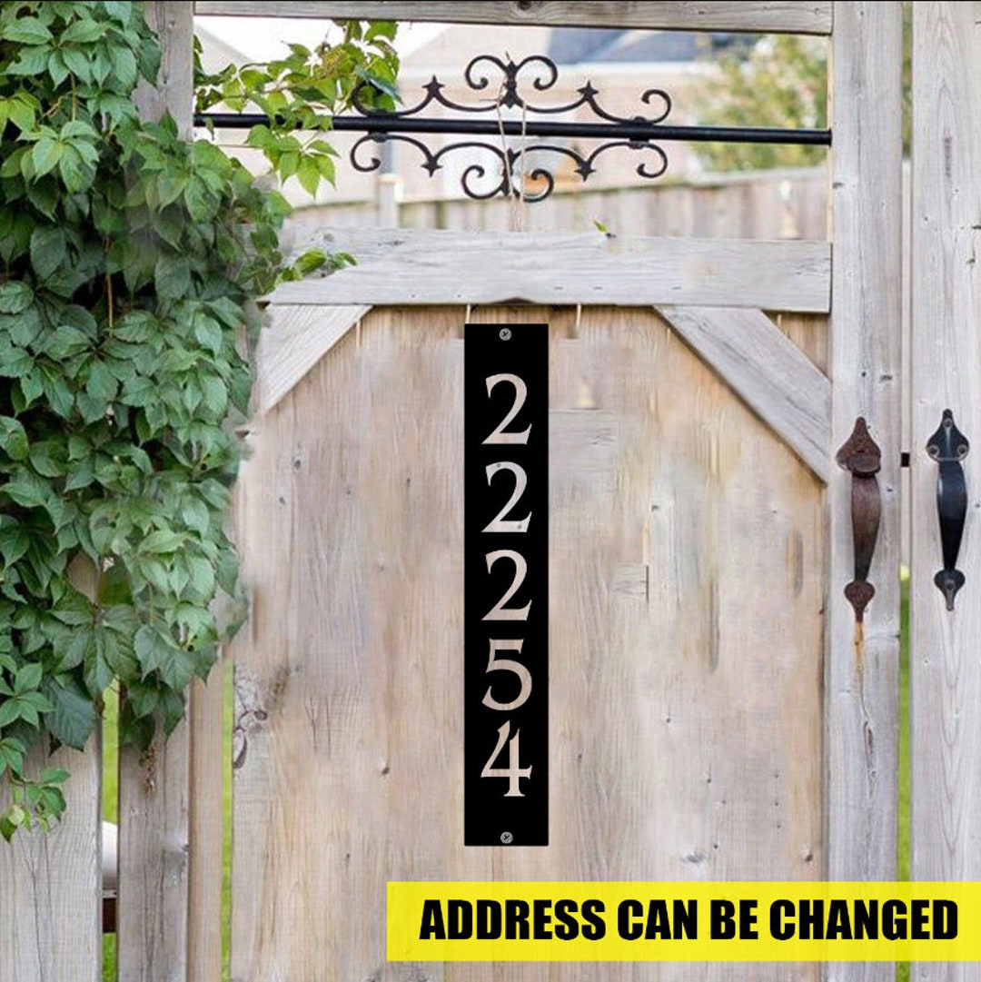 Custom Address Vertical Metal Sign Decor Personalized Modern Etsy