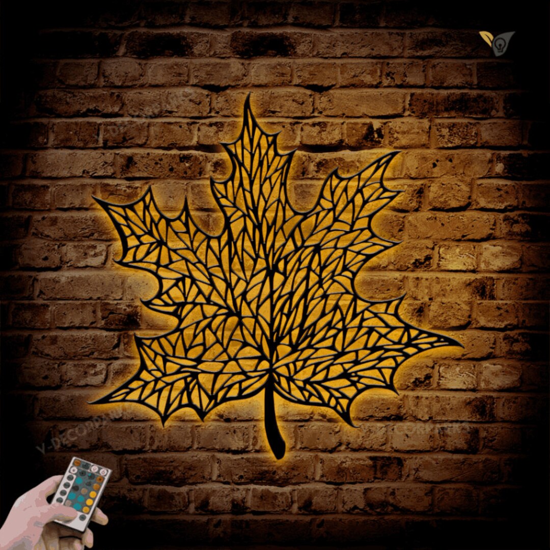 Maple Leaf Metal Wall Art With RGB LED Lights Wall Decor Etsy