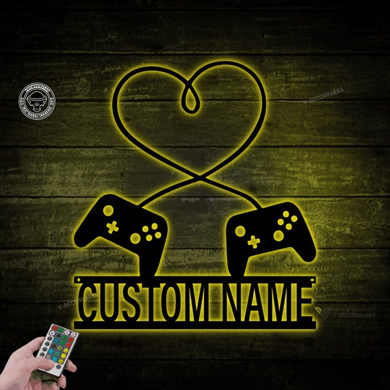Custom Game Metal Wall Art with LED Lights | Personalized Name Gaming Zone Meta Sign | Gift for Gamer | Fathers Day Gift | Bedroom Decor