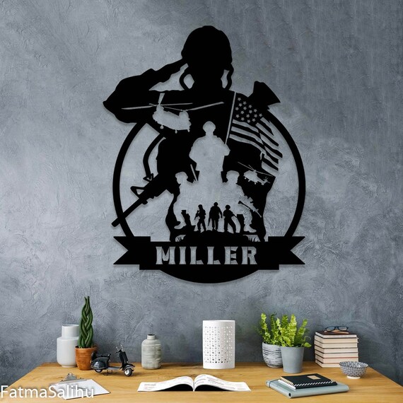 Personalized Name Soldiers Veteran Metal Sign, Custom Military Metal Art, Wall Decor, Veterans Day Gift For Proud Soldiers