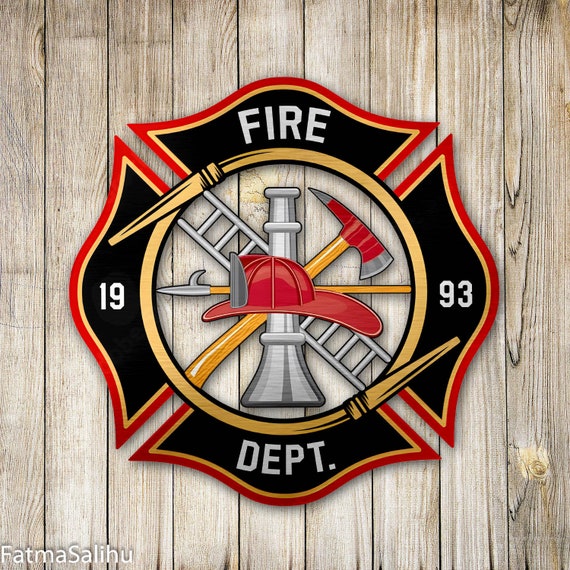 Fireman Logo Wrought Iron Decorative Metal Wall Art Sculpture FD Fire Fighter 