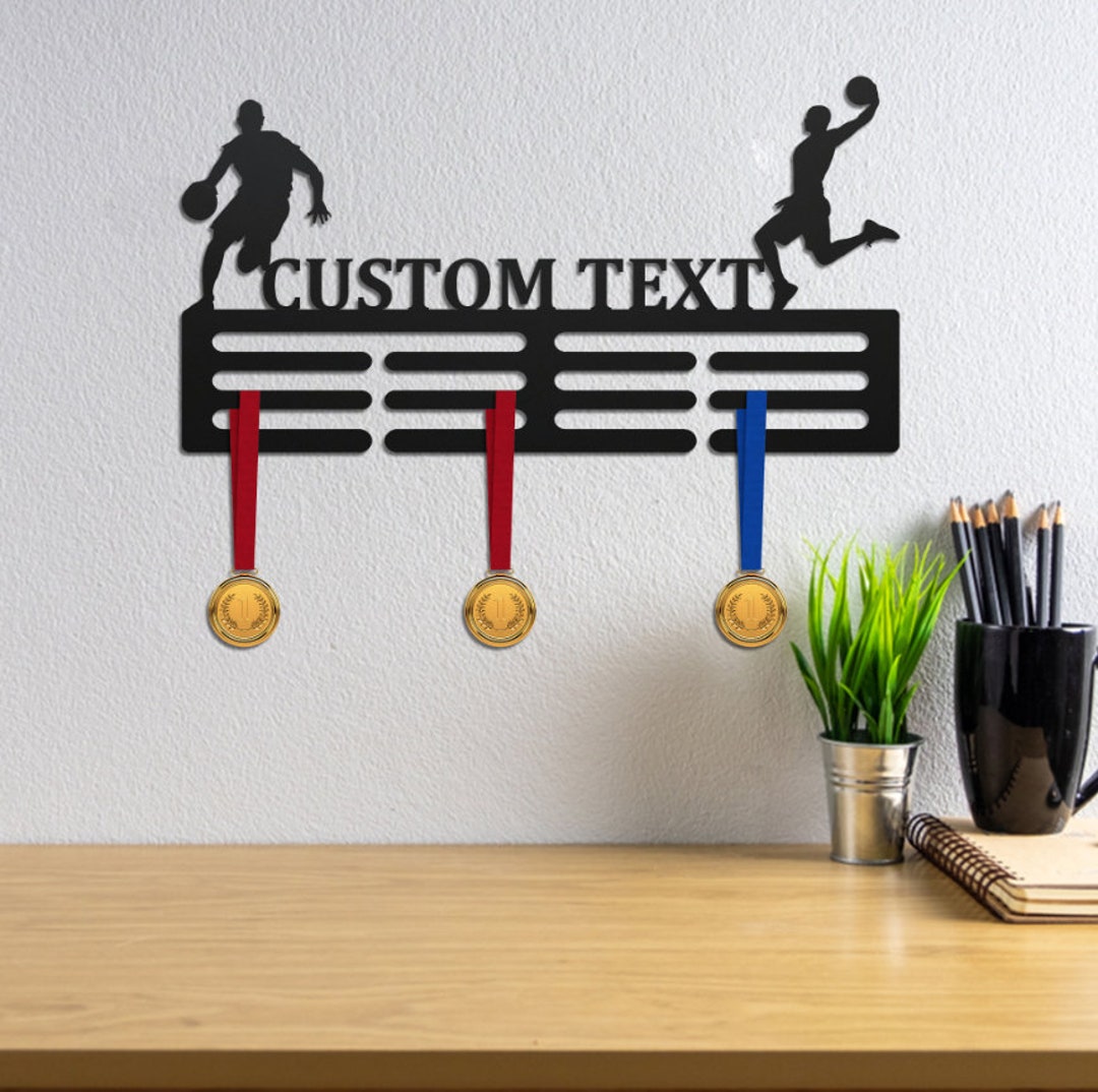 Basketball Medal Hanger With Name Sign Decor Custom Etsy