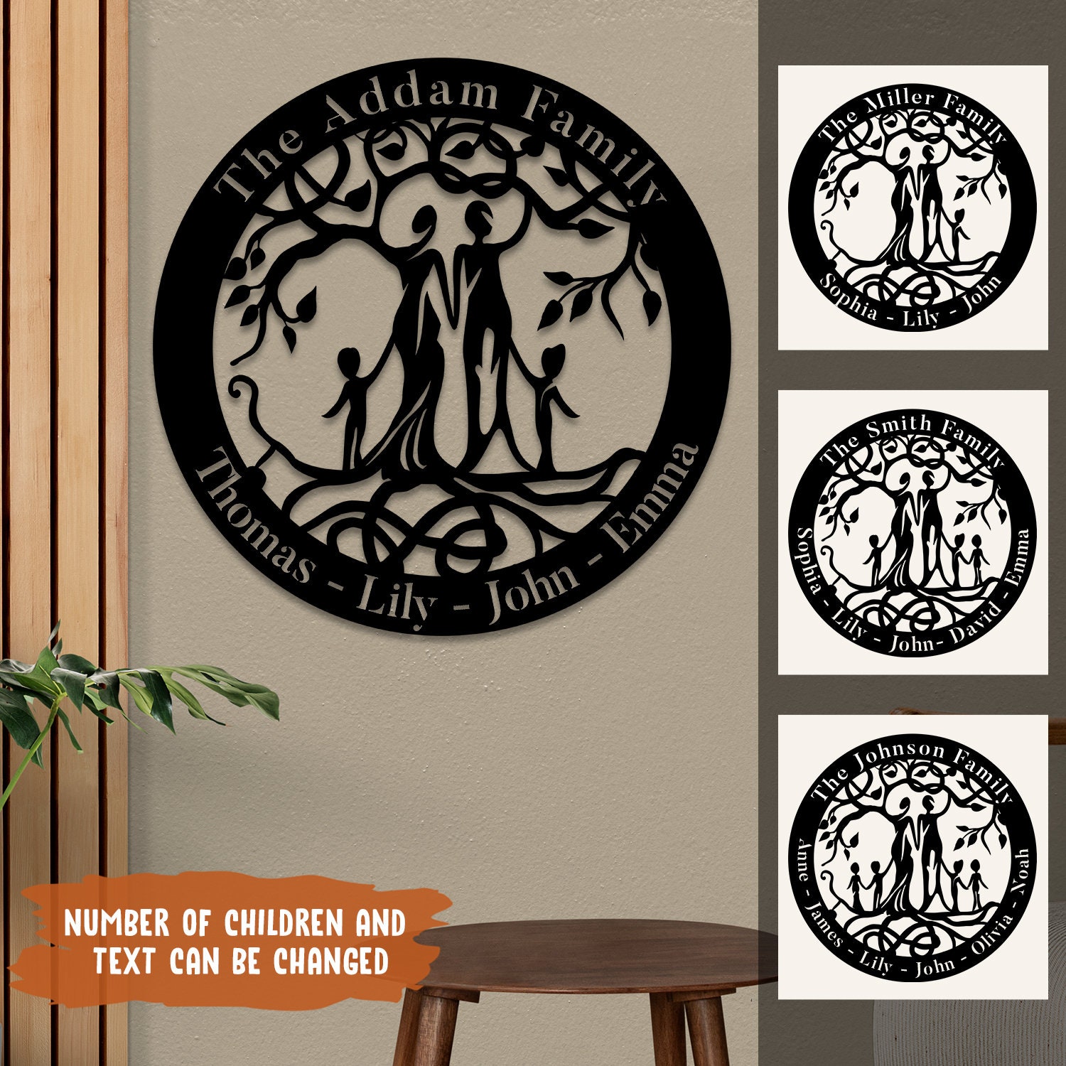  YTDESIGN Personalized Tree of Life Metal Sign Family