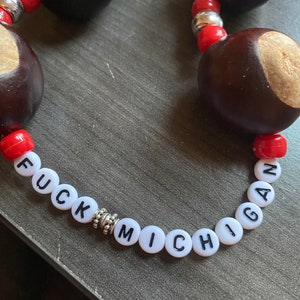 Buckeye Necklace, F Michigan, Beat Michigan TTUN, Ohio State Michigan Football Tailgate, Buckeye fan gift, Ohio State Michigan Game Necklace