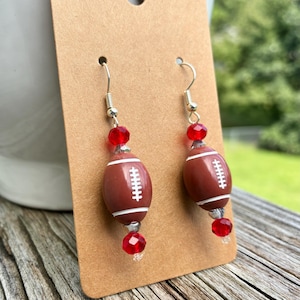Ohio State Earrings, Buckeye Football Earrings, Buckeyes Jewelry, OSU Dangle Earrings, Ohio State Fan Gift, Tailgate, OSU Gear