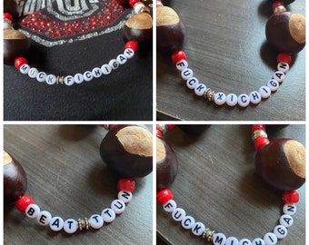 Buckeye Necklace, F Michigan, Beat Michigan TTUN, Ohio State Michigan Football Tailgate, Buckeye fan gift, Ohio State Michigan Game Necklace