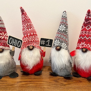 Ohio State Decor, Buckeye Gnome Decor, Stuffed, Plush, Ohio State Football Fan Gift, Real Buckeye, OSU Gnome Christmas