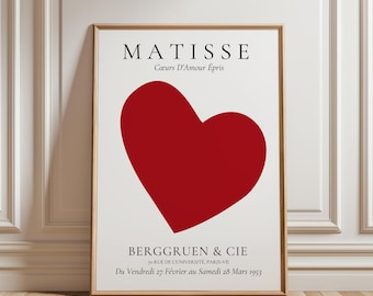 Matisse Rotes Herz Print: Minimalistische Wandkunst (Digitaler Download)