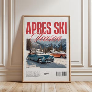 Aprés Ski Druckbare Wandkunst, Vintage Retro Kunst, Funky Skiing Poster, Skihütte Dekor, Vintage Ski Print, Trendige Winter Wandkunst, Digital