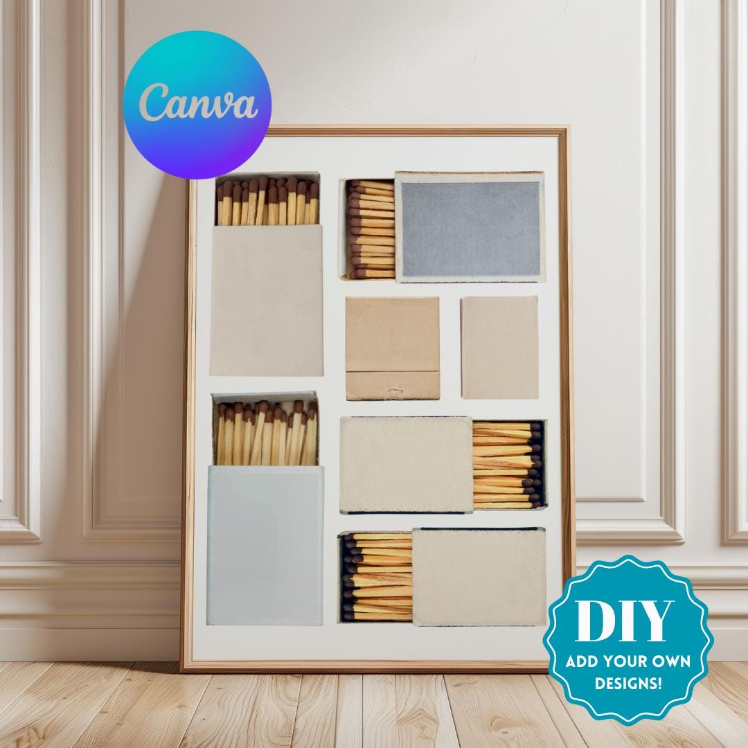 Blank Matchbook Template Neutral, Custom Matchbox Template, Canva ...