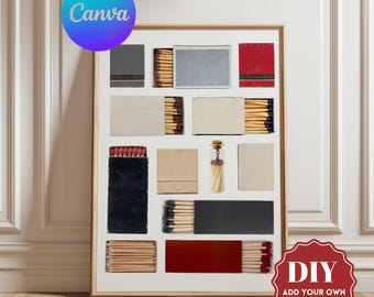 Neutral Matchbook Template: Custom Matchbox Gift (Canva, Digital Download)