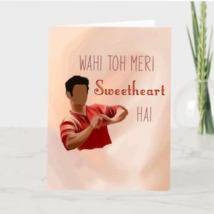 Sweetheart 4x6 Tarjeta de felicitación en blanco w / Sobre / Bollywood, Amor, Aniversario, Boda, Lindo / Sushant Singh Rajput Tributo / Canción