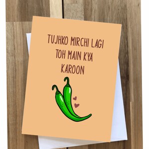 Tujhko Mirchi Lagi 4x6 Card / Bollywood Love, San Valentino, Biglietto di auguri per l'anniversario / Canzone hindi, Film di Bollywood, Divertente