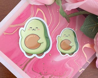 Happy Avacados | Kawaii Vinyl Matte and Glossy Stickers | Waterproof and Dishwasher Safe