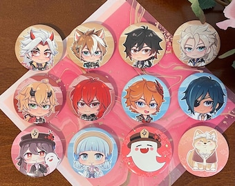 Genshin Impact Button Pins | Kawaii Decor | Glossy | Plastic Backing
