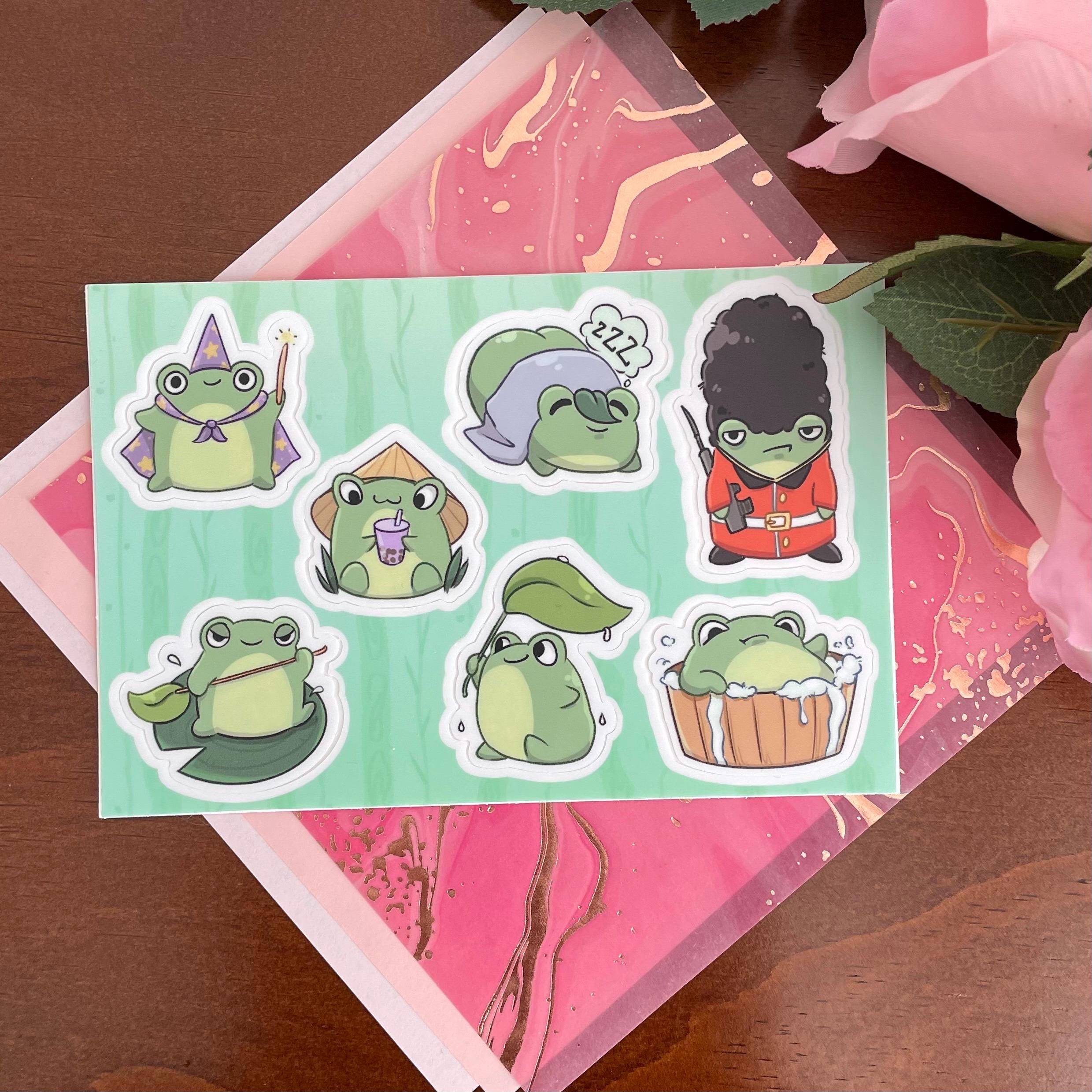 Frog Sticker Sheet | Kawaii Vinyl Matte Stickers | Waterproof and ...