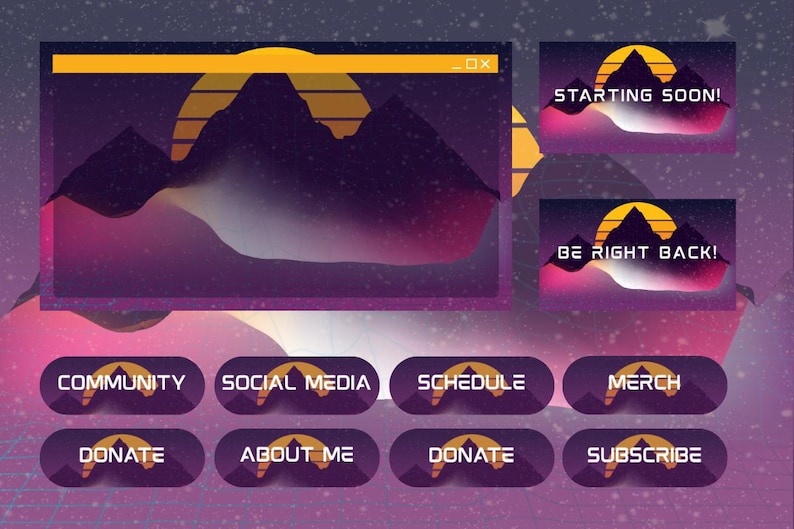 Synthwave Twitch Stream Pack – Retro Neon Graphics - Etsy
