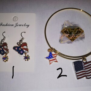 Memorial Day or 4th of July Bangle and Earrings set
