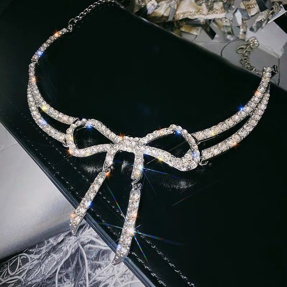 Chmier Bohemia Rhinestone Choker Crystal Necklace Pearl Choker Wedding  Jewelry Bridal Necklace Diamond Pendant Choker for Women and Girls