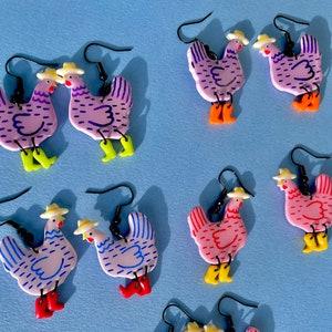 Cowboy chicken earrings image 2