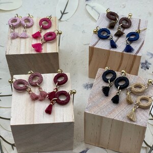 Small tassel dangle earrings different colors