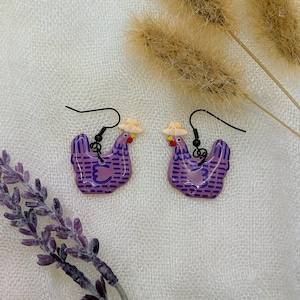 Custom Cowboy Chicken Earrings – Choose Your Boot Color! Purple