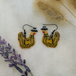 Custom Cowboy Chicken Earrings – Choose Your Boot Color! Yellow