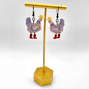 Cowboy chicken earrings image 6