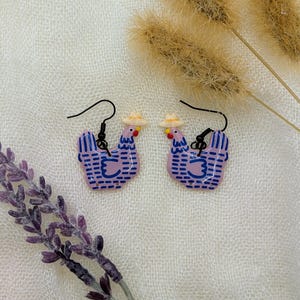 Custom Cowboy Chicken Earrings – Choose Your Boot Color! Lilac