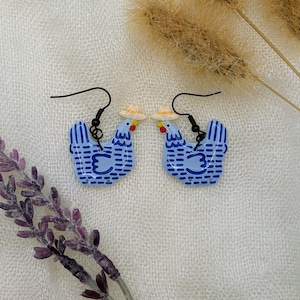 Custom Cowboy Chicken Earrings – Choose Your Boot Color! Blue