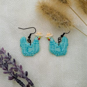 Custom Cowboy Chicken Earrings – Choose Your Boot Color! Mint