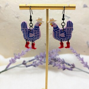 Custom Cowboy Chicken Earrings – Choose Your Boot Color! image 2