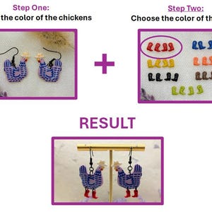 Custom Cowboy Chicken Earrings – Choose Your Boot Color! image 3