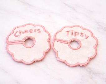 Embroidered Wine Glass Charm Coasters