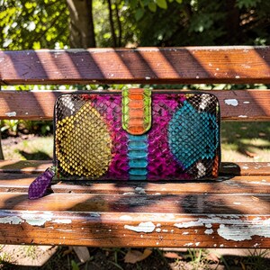 Genuine Snakeskin Wallet for Women, Python Leather Clutch, Handmade Exotic Leather Purse, Luxury Gift for Her