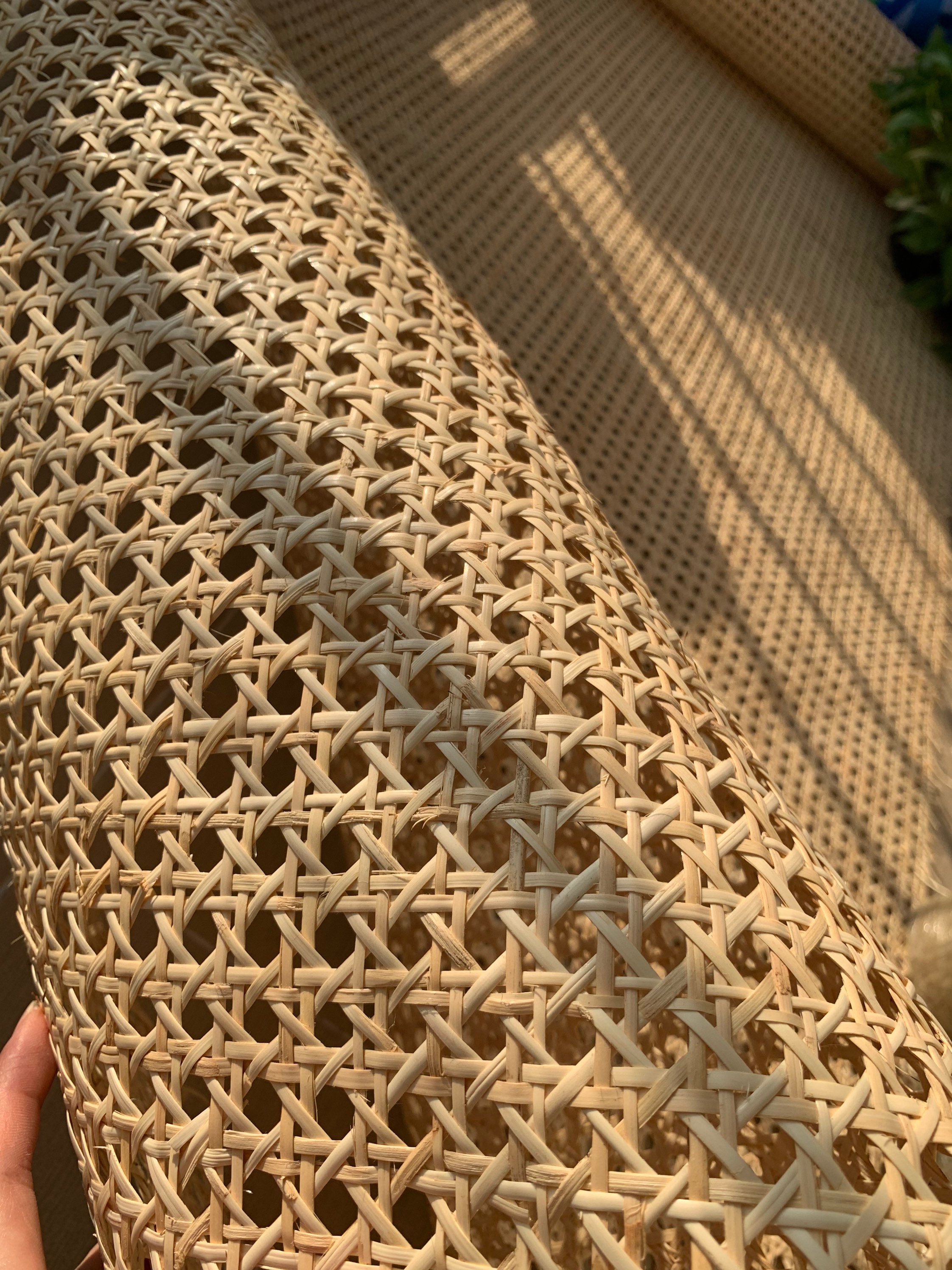 24 Width Square Rattan Cane Webbing Roll 12 Feet Fine Radio Net Mesh Pre  Woven Open for Caning Projects Rattan Fabric Furniture Woven Rattan Sheet