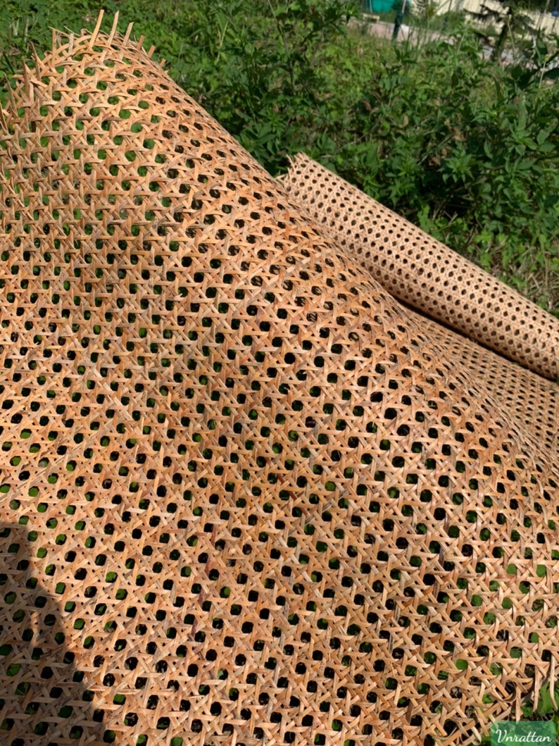 Width 18'/24'/36' Dark Natural Hexagon Rattan Cane Webbing Roll, Rattan for Ranttan Cabinet, Rattan Console, DIY Projects 