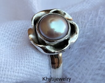 Pearl Designer Band Ring,Sterling Silver Ring,Women Ring, Man Ring, Handmade Ring, Statement Ring, Gift for Her,Stylish Ring, Free Shipping|
