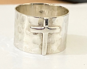 925 Sterling silver cross ring, Silver cross ring, Silver components cross ring, silver avant garde cross ring