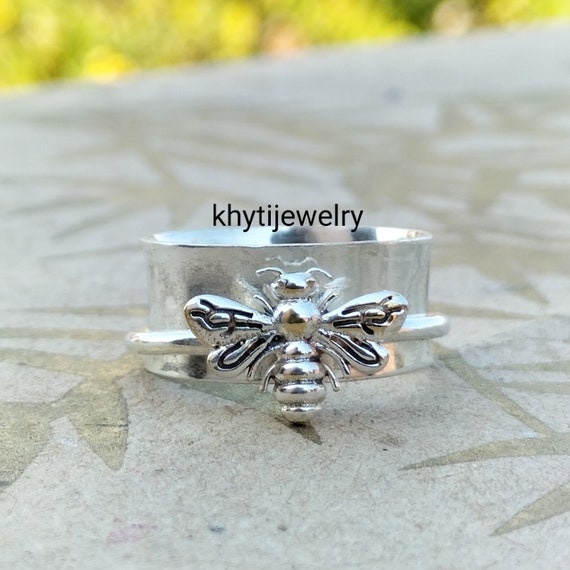 Honey Bee Ring Bee Spinner Ring Honey Bee Sterling Silver Ring
