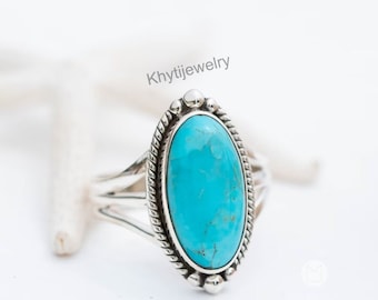 Turquoise Ring ~ Sterling Silver 925 ~ Handmade ~ Statement ~ Hippie ~ Bohemian ~ Jewelry ~Gift For Her ~Gemstone~December Birthstone~MR249