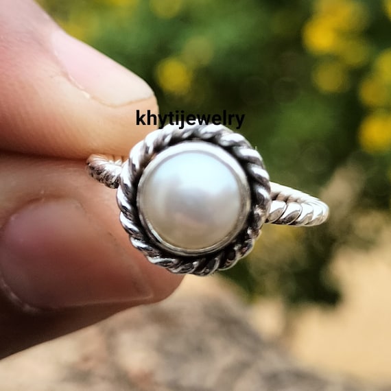 Sun ring with natural pearl – Silver Streak Store