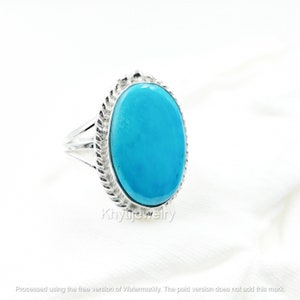 Turquoise Ring Sterling Silver 925 Handmade Statement Hippie Bohemian Jewelry Gift For Her GemstoneDecember BirthstoneMR249 image 2