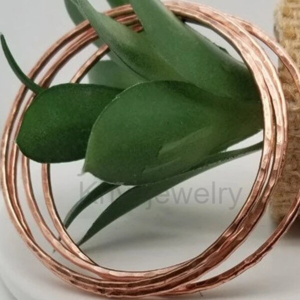 set of solid copper bangle /set of 6 pc hammered bangle/pure copper/free shipping/Christmas Gift