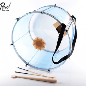 Brand New 20&quot; (50 cm.) Transparent Drum, Tupan - cutted rim - Percussion, Davul, Dhol - Hand Made Musical Instrument