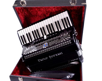 LMMM Top Cassotto Accordion Paolo Soprani SUPER PAOLO - 120 bass+Original Case & New Shoulder Straps - Double Tone Chamber - Musette - Video