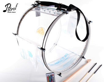 Brand new transparent  16&quot; Drum with Light Remoted Re-Chargeable system - Tupan -Percussion,Davul,Dhol - 100% Handmade, Unique Craftsmanship